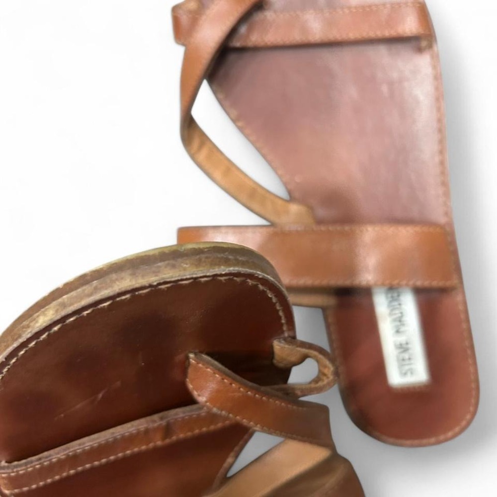 WOMENS BROWN LEATHER SANDALS BY NINE WEST SIZE 8.5 - Picture 3 of 3